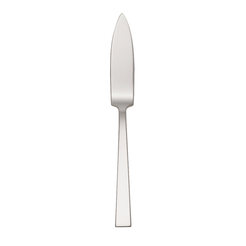 Riva fish knife with tapered blade and silver-plated squared handle
