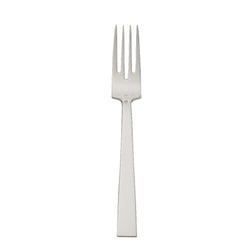 Riva fish fork with silver-plated squared handle and tapered prongs.