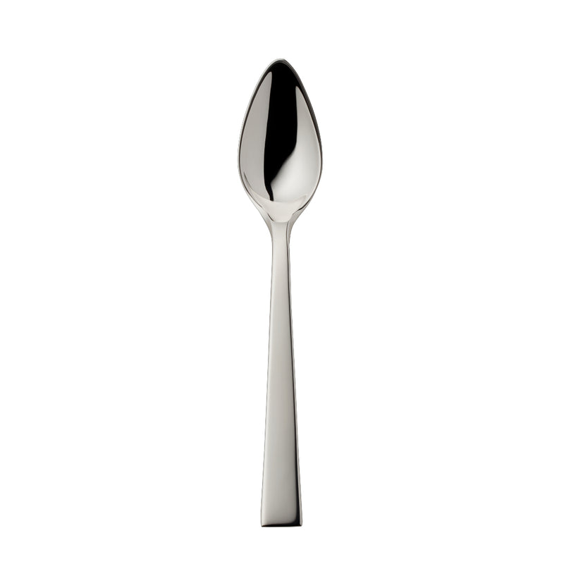 Riva coffee spoon 14.2cm with elongated bowl and polished squared handle.