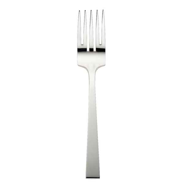 Riva fish serving fork with four tapered tines and squared handle.