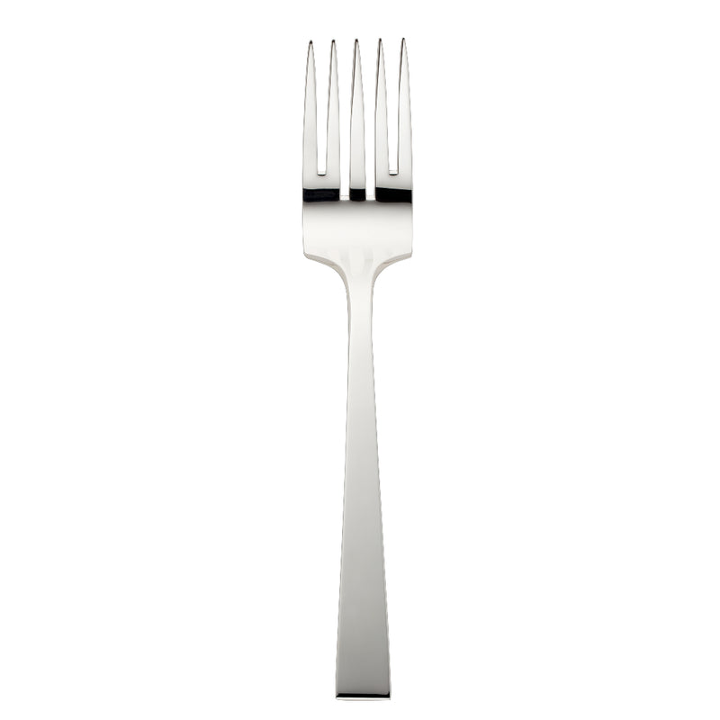 Riva fish serving fork with four tapered tines and squared handle.