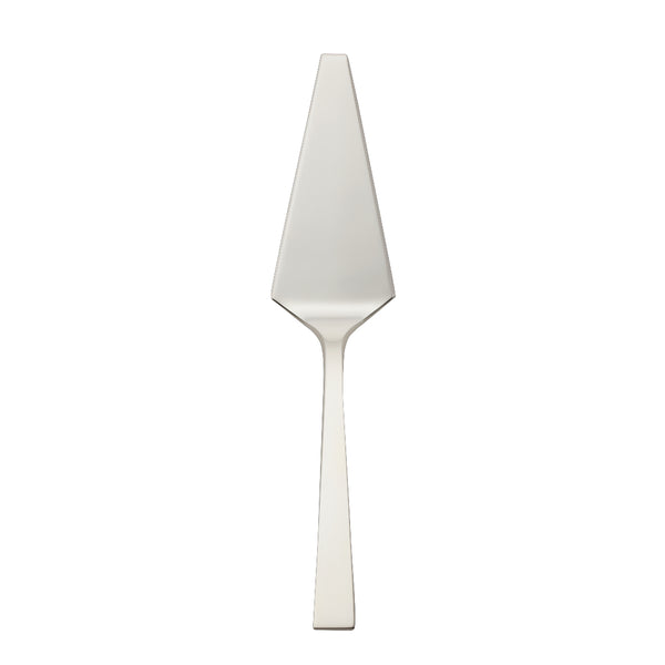 Riva tart server with triangular blade and polished squared handle.