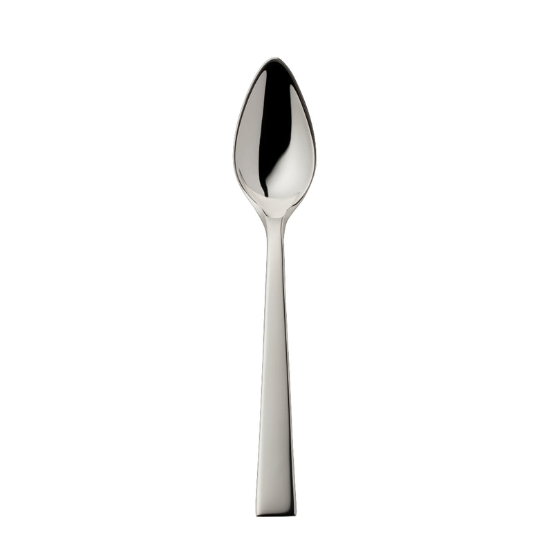 Riva salt spoon with teardrop bowl and polished squared handle.