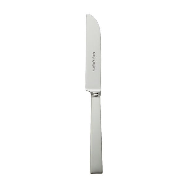 Riva butter spreader with rounded blade and polished squared handle.