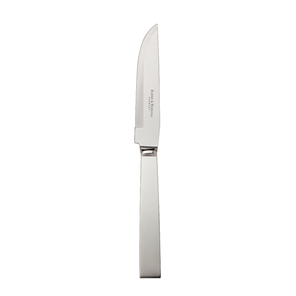 Riva silver-plated steak knife with squared handle and sharp blade by Robbe & Berking.