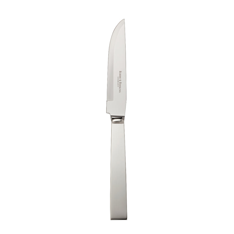 Riva silver-plated steak knife with squared handle and sharp blade by Robbe & Berking.