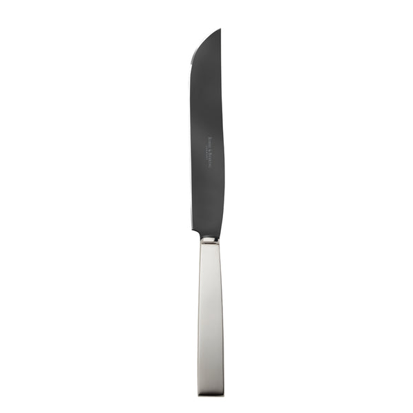 Riva carving knife Frozen Black with dark blade and polished squared handle.