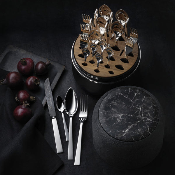 Robbe & Berking marble box with Riva cutlery and DLC-coated knives.