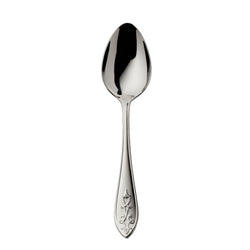 Jardin dinner spoon by Robbe & Berking in stainless steel with polished finish and floral lily-shaped handle for elegant dining.