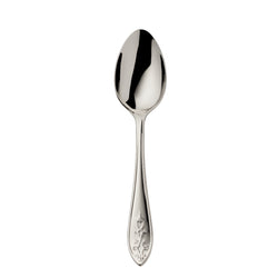 Jardin dessert spoon by Robbe & Berking in polished stainless steel with floral handle.