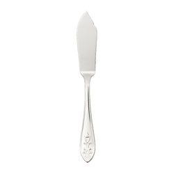 Jardin fish knife by Robbe & Berking in stainless steel with polished finish and floral lily-shaped handle.