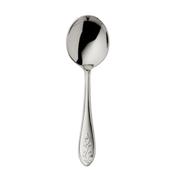 Jardin cream spoon stainless steel with floral motif handle and deep rounded bowl by Robbe & Berking.