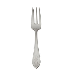 Robbe & Berking Jardin stainless steel cake fork with lily-shaped handle and floral motif, elegant cutlery for desserts.