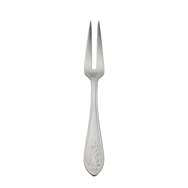 Jardin stainless steel large meat fork with elongated prongs and floral motif handle by Robbe & Berking.