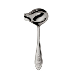 Jardin stainless steel sauce ladle with deep bowl and floral engraved handle by Robbe & Berking.