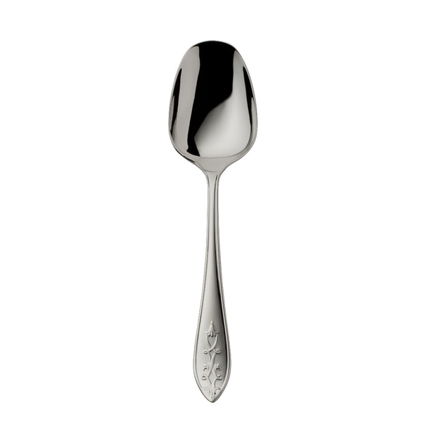 Jardin stainless steel serving spoon with floral motif handle by Robbe & Berking.
