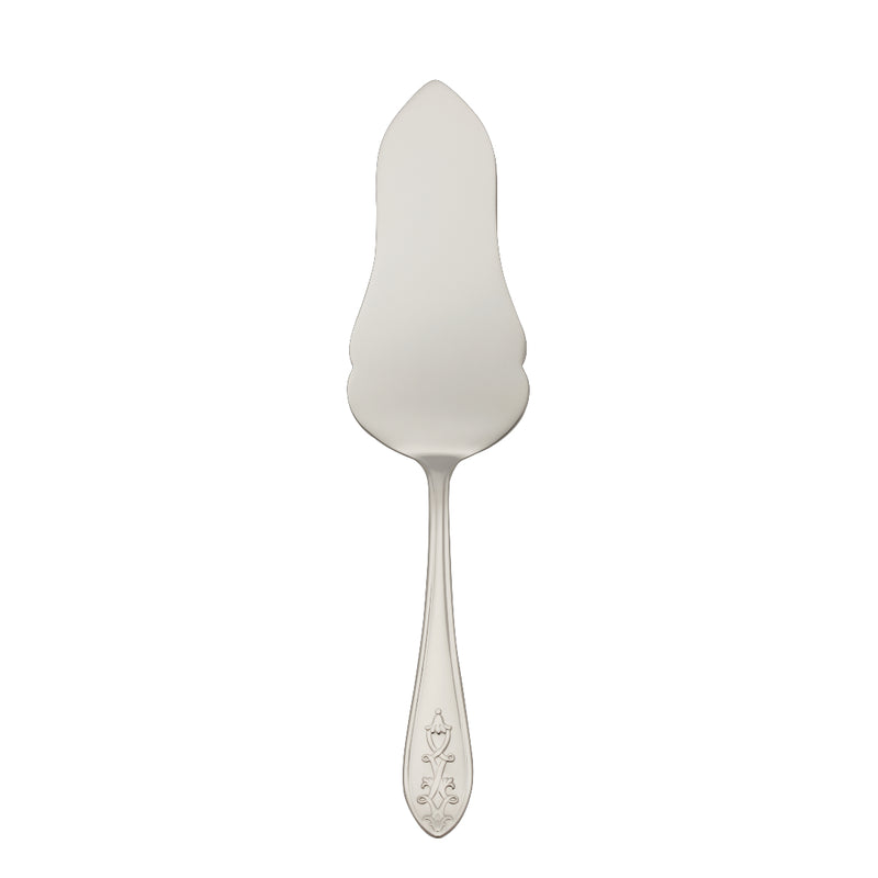Jardin tart server stainless steel by Robbe & Berking with wide flat blade and floral handle motif.