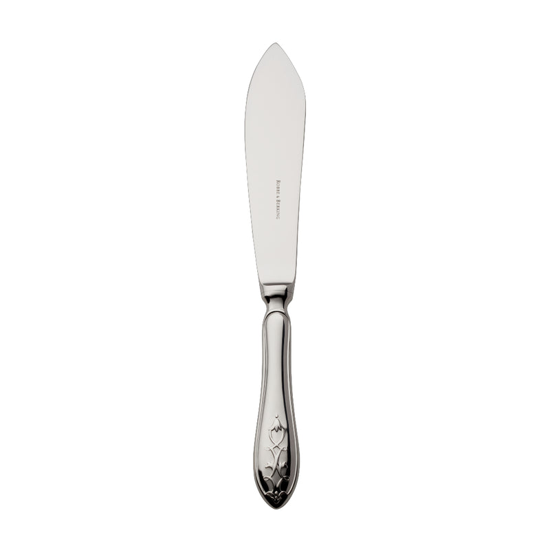 Jardin tart knife stainless steel by Robbe & Berking with pointed wide blade and ornate floral handle design.