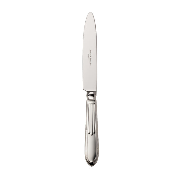 Belvedere silver plated menu knife by Robbe & Berking with polished blade and elegant sculpted handle.