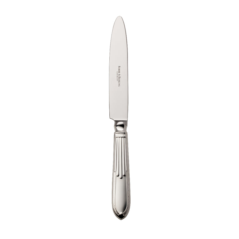 Belvedere silver plated menu knife by Robbe & Berking with polished blade and elegant sculpted handle.