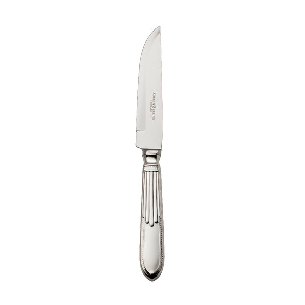 Belvedere silver plated steak knife by Robbe & Berking with sharp blade and elegant sculpted handle.