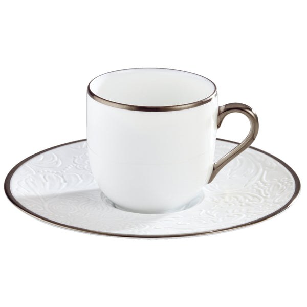 Coffee Cup & Saucer - 'Italian Renaissance' Filet Platine Mat