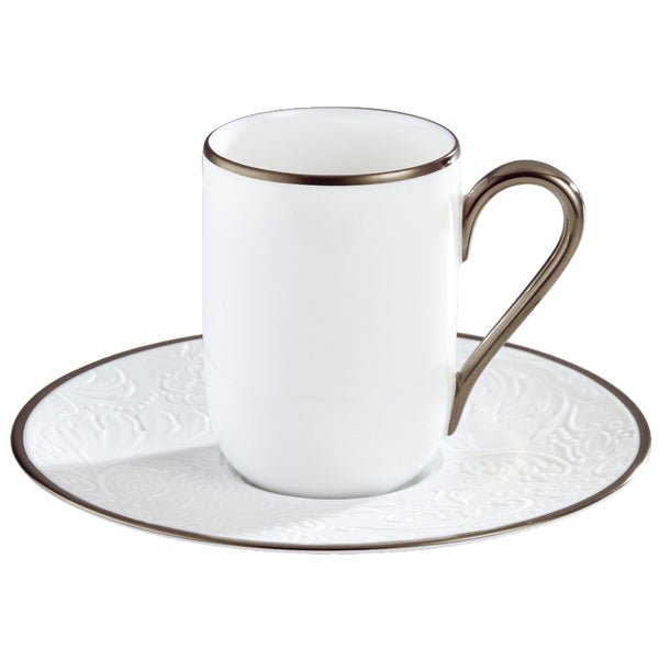 Espresso Cup & Saucer - 'Italian Renaissance' Filet Platine Mat