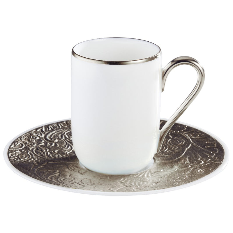 Espresso Cup & Saucer - 'Italian Renaissance' Platinum