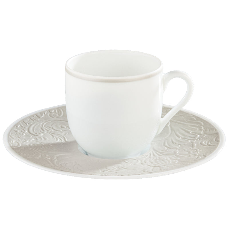 Saucer for All Coffee Cups - 'Italian Renaissance' Irise Pearl Grey