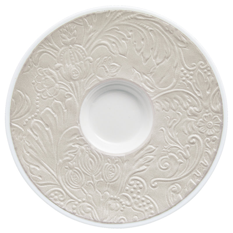 Saucer for All Coffee Cups - 'Italian Renaissance' Irise Pearl Grey