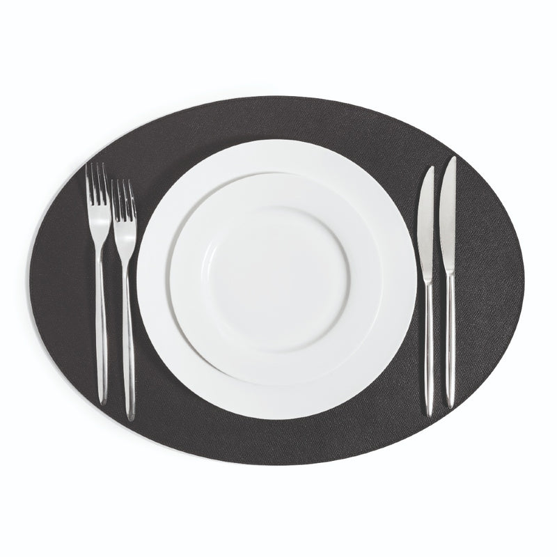 Oval Leather Placemat by Pinetti in Black