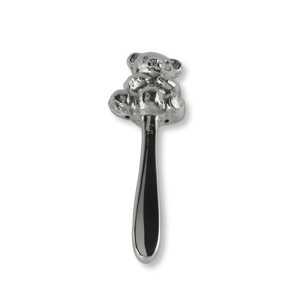 Rattle “Teddy” with handle by Sonja Quandt, Sterling Silver