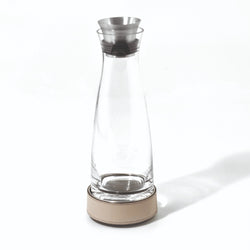 Carafe with Thermal Base in Taupe Grained Leather by Pinetti
