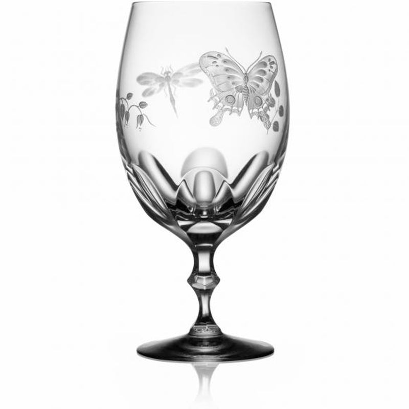 Luxury Pilsner Glass in Clear Crystal with Butterfly and Dragonfly Engraving – Springtime by Varga Crystal