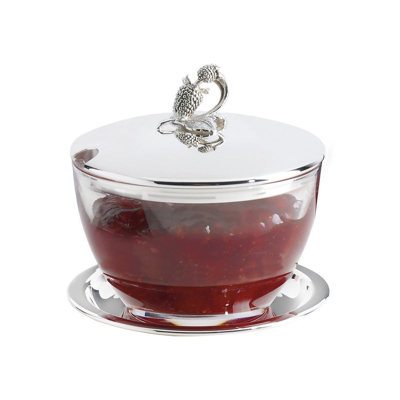 Crystal Jam Jar "Raspberry" with Silver Plated Lid by Sonja Quandt