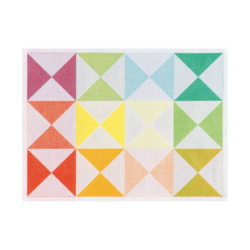 Multicolored reversible cotton placemat with geometric pattern by Le Jaquard Francais.