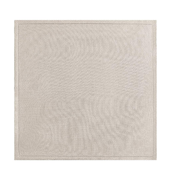 Beige linen napkin with mitred corners and laddered hems from the Portofino collection by Le Jacquard Français.