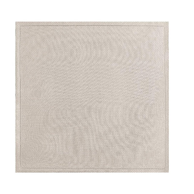 Beige linen napkin with mitred corners and laddered hems from the Portofino collection by Le Jacquard Français.