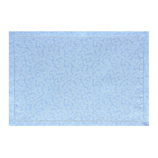 'Portofino Fiori' Linen Placemat in Blue by Le Jacquard Français (set of 4)