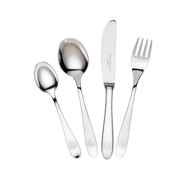 Children's Cutlery 4 pcs 'Daisy' in a Gift Box by Sonja Quandt - Silver Plated