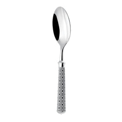 Arlequin Noir dinner spoon by Ercuis, silver plated with black lacquer and guilloché engraving.