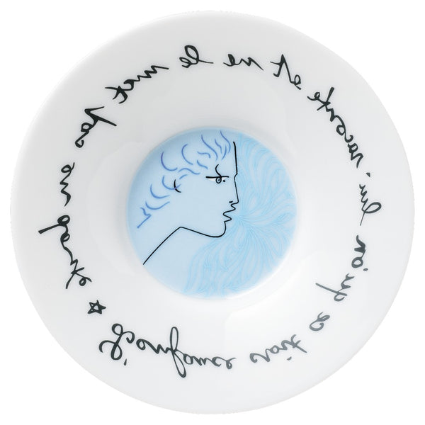 Coffee Cup Platinum Mirror & Saucer 'Protée' Jean Cocteau by Raynaud in a Round Gift Box