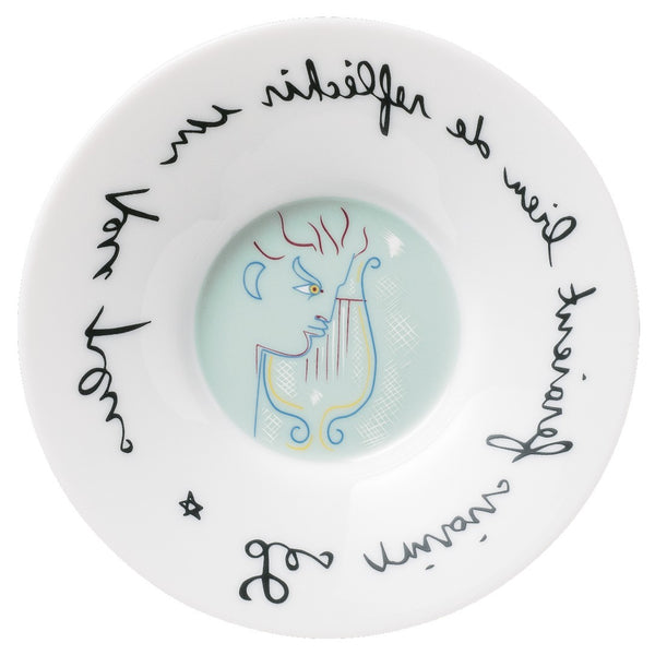 Coffee Cup Platinum Mirror & Saucer 'Orphée à la Lyre' Jean Cocteau by Raynaud in a Round Gift Box