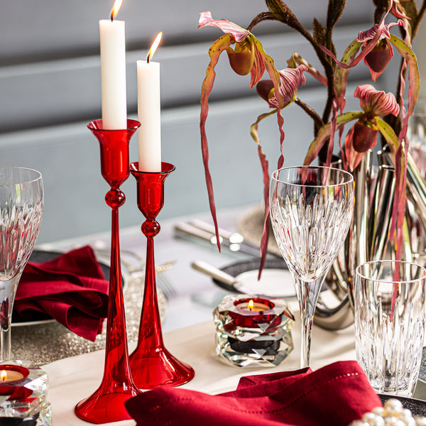 Handmade Classic Candleholder from Murano Glass in Red - Large
