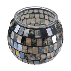Candle Holder Mosaic in Black Glass