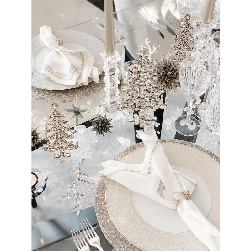 3D Star Christmas Ornament in Silver Glitter - Medium