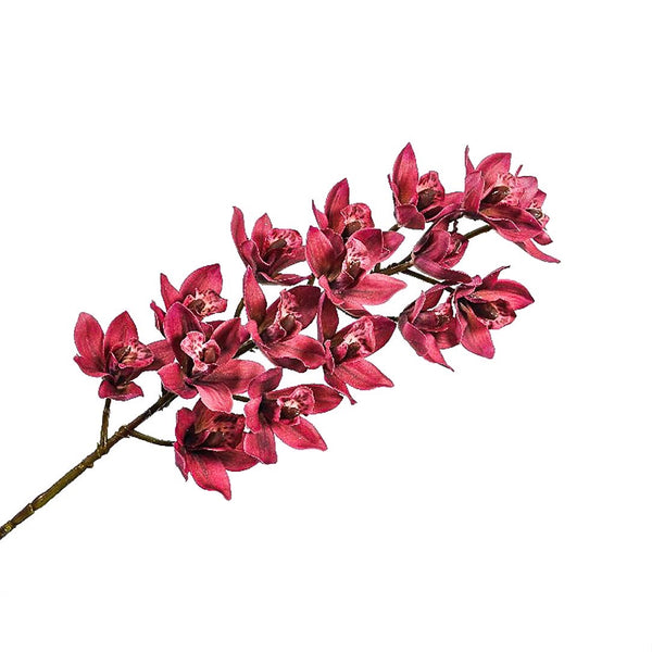 Silk Orchid Cymbidium Dark Red Flower Stem by Silk-ka