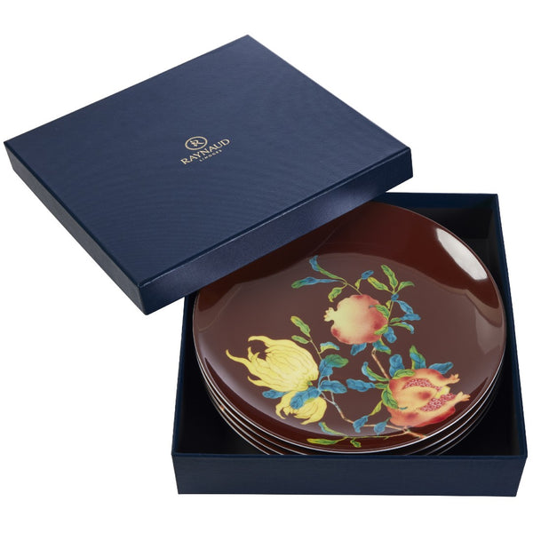 Set of 4 Dessert Plates Brown in a Gift Box - Harmonia