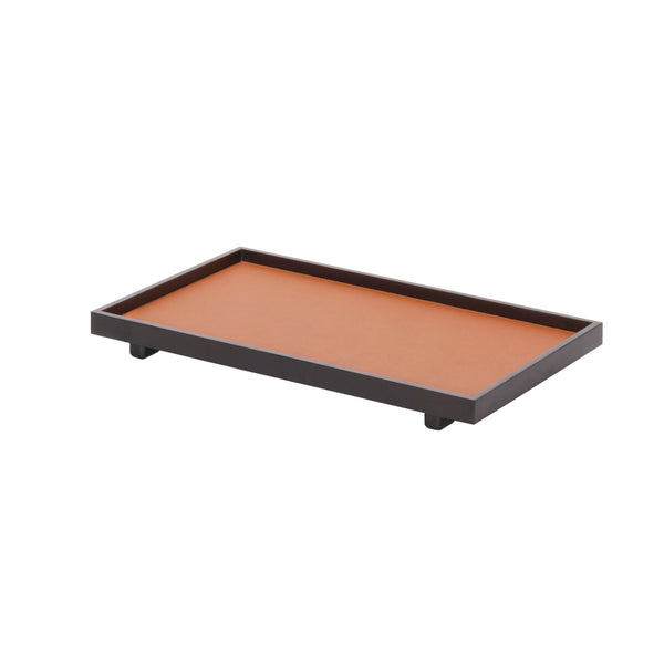 'Jeremy' Tray Wenge Finish With Leather Inserts by Giobagnara