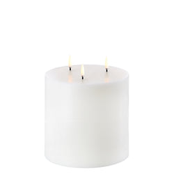 LED Triple Flame Pillar Candle 15cm x 15cm in Nordic White by Uyuni Lighting